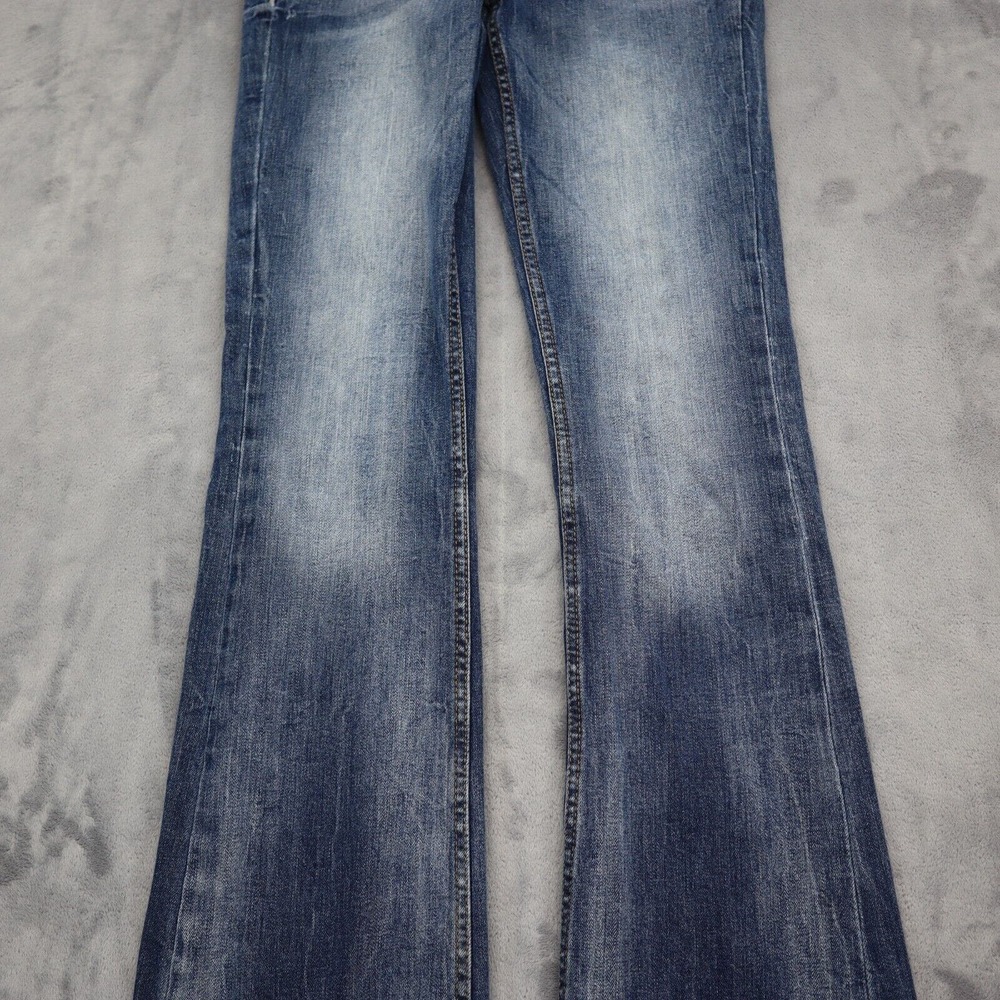 HM Pants Womens 28 Blue Denim Low Waist Boot Cut Flat Front Jeans Bottoms - Picture 13 of 16
